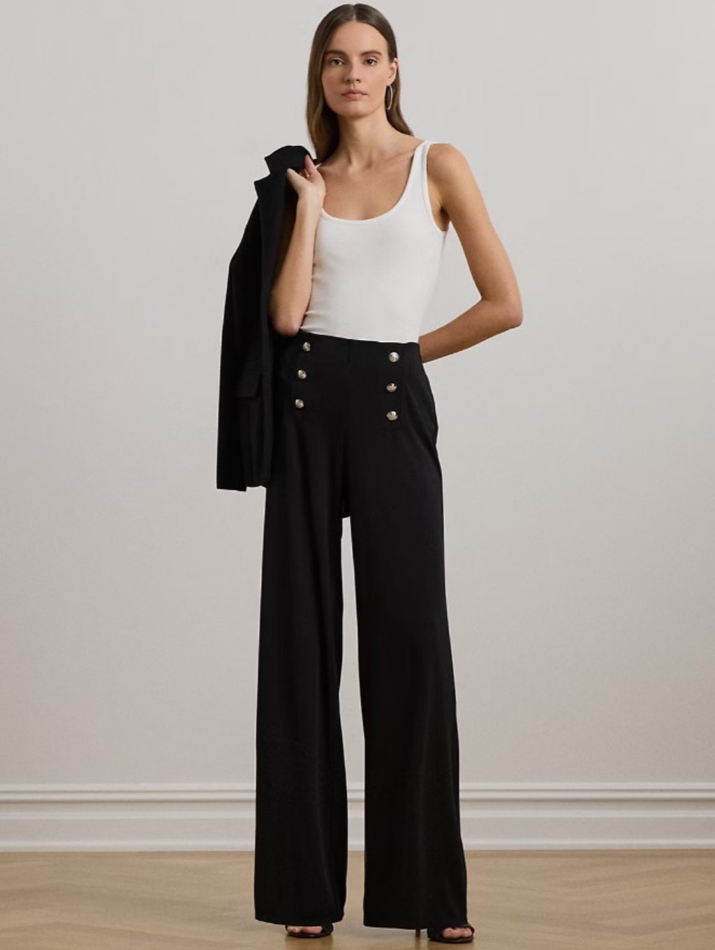 Lauren Ralph Lauren Stretch Jersey Wide Leg Pants